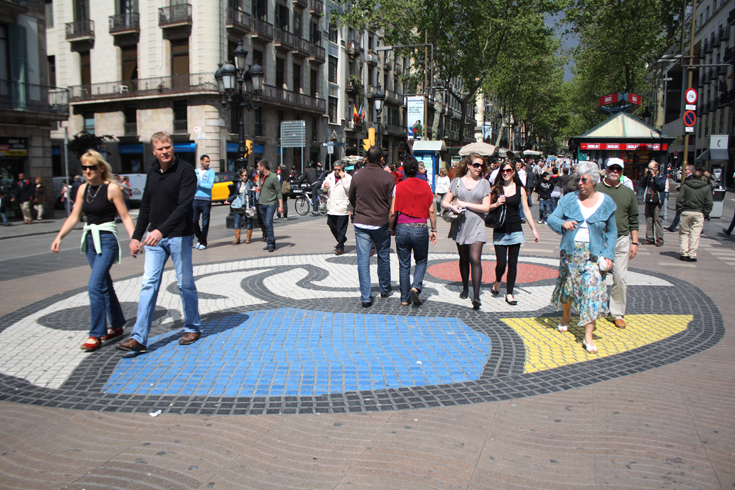 Between the living statues, guitar-strumming buskers, and flower sellers, look out for the pavement mosaic by Barcelona’s very own Joan Miró, near the Liceu Theatre. It’s a huge circular swirl of blue, white, and yellow—and he even signed one of the tiles. (Photo Credits: © Sergi Camara)